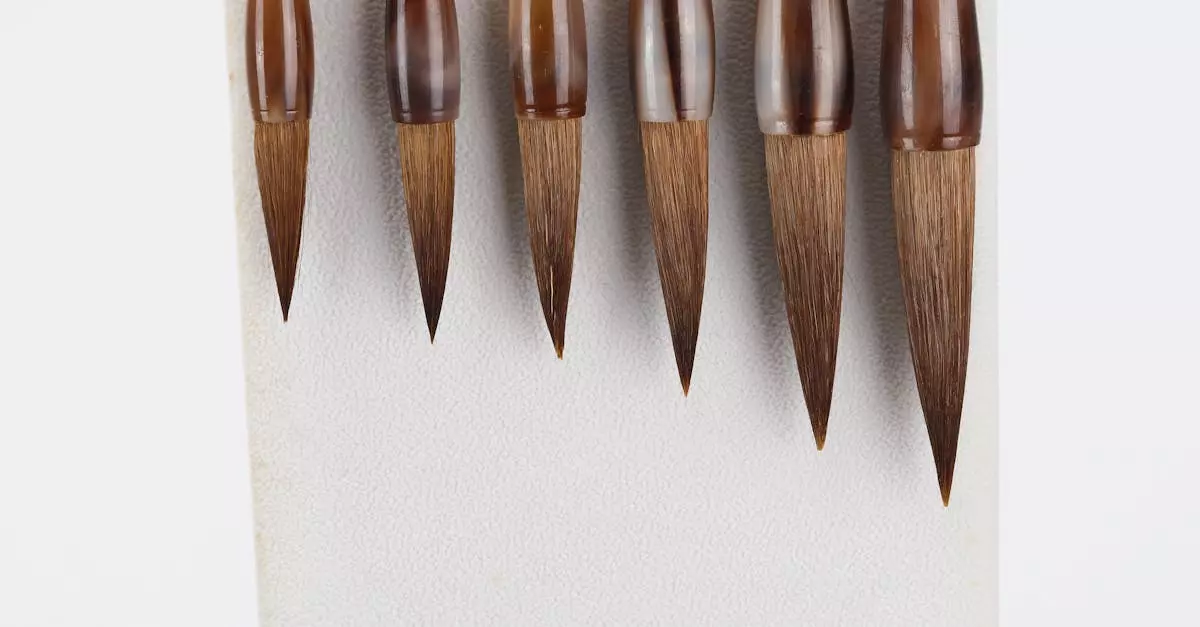 Elegant-display-of-Japanese-calligraphy-brushes-with-wooden-handles-on-a-white-background